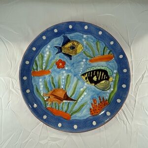 Deep Sea by Jay Imports FISH Ceramic Serving Platter Round 14" One Piece